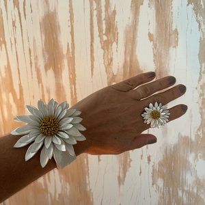 Daisy leather Bracelet & Ring